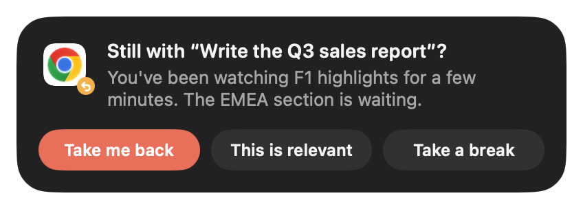 Reminder: Still with Write the Q3 sales report? You've been watching F1 highlights.